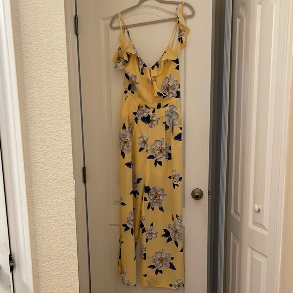 Yellow and Blue Maxi Jumpsuit with Spaghetti Straps